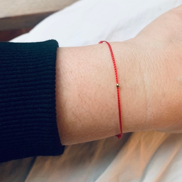 ✨14K Solid Gold Beads 3✨ Red Thread Bracelet✨ Kabbalah ✨ Red Silk String✨ Luck ✨ - Picture 4 of 8